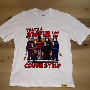 White Graphic Tee with Horror Characters